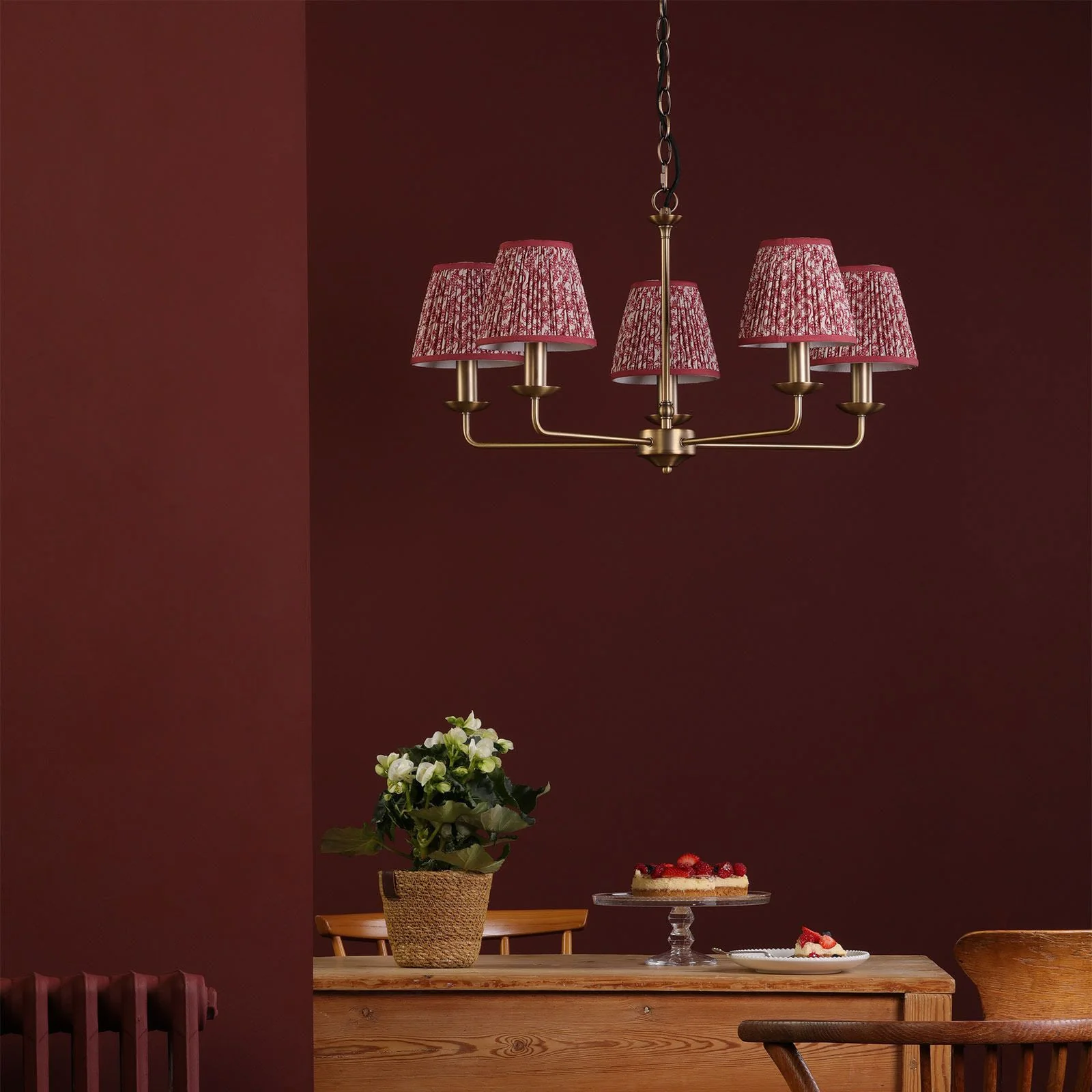 Favian 5 Lt Ceiling Light-  Matt Bronze With Red/ Green Shades - Image 4