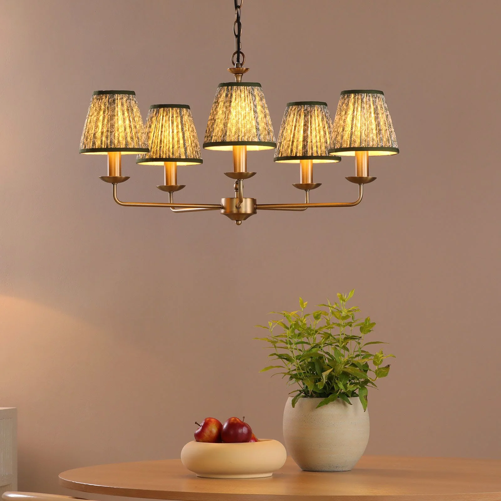 Favian 5 Lt Ceiling Light-  Matt Bronze With Red/ Green Shades - Image 7