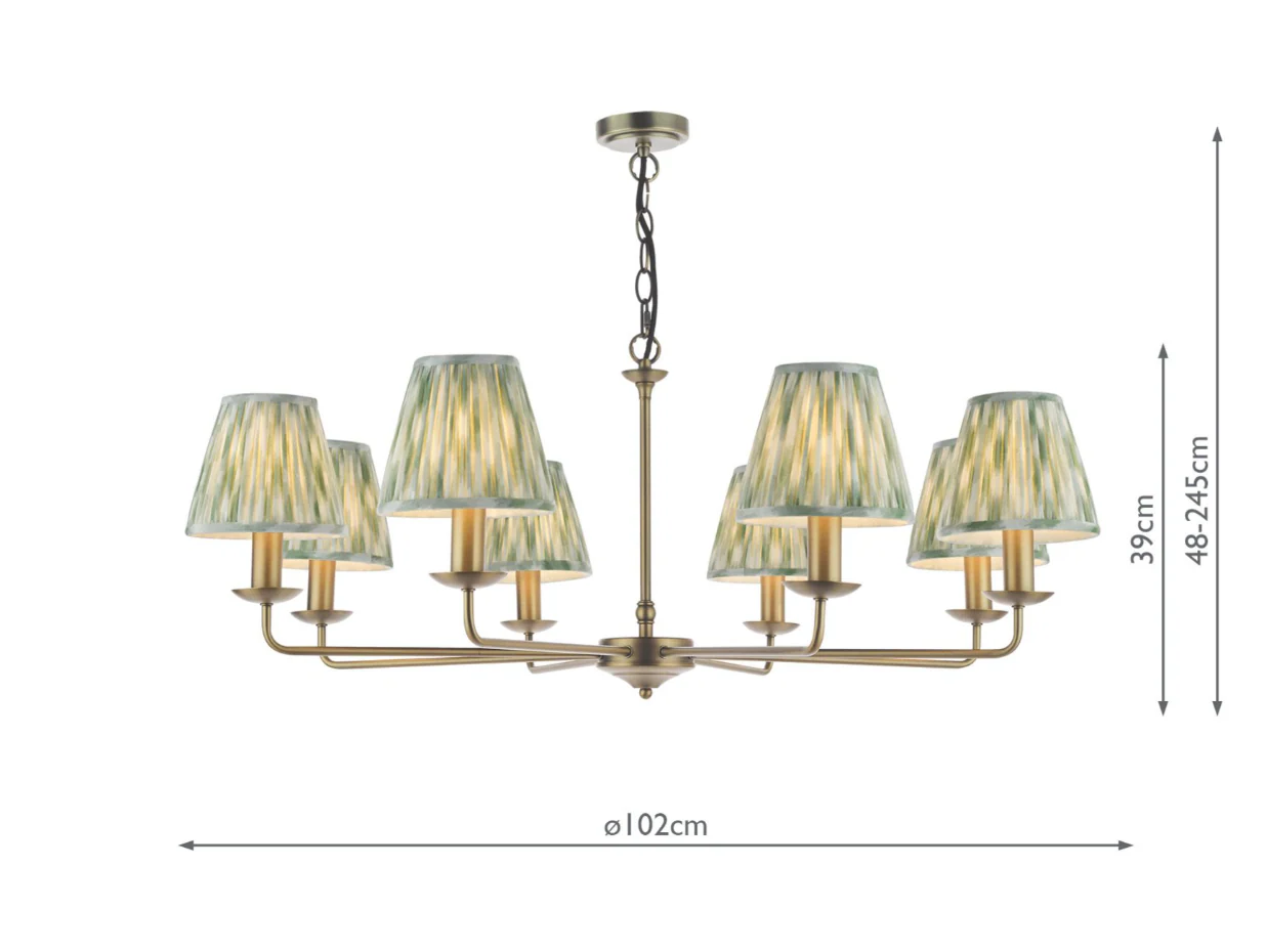 Favian 8 Lt Ceiling Light- Matt Bronze with Red/ Green Shades - Image 4