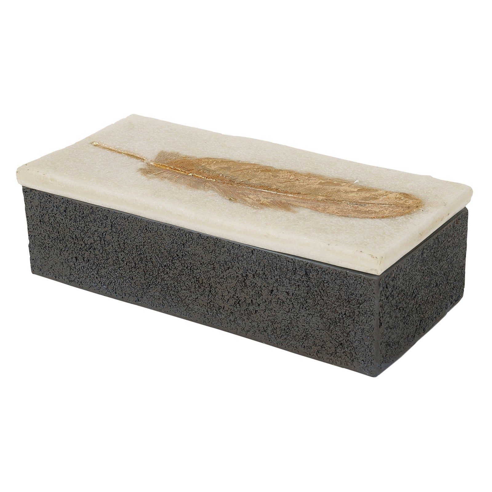 Feather Box Small/Large - Gold & White Finish - Image 4