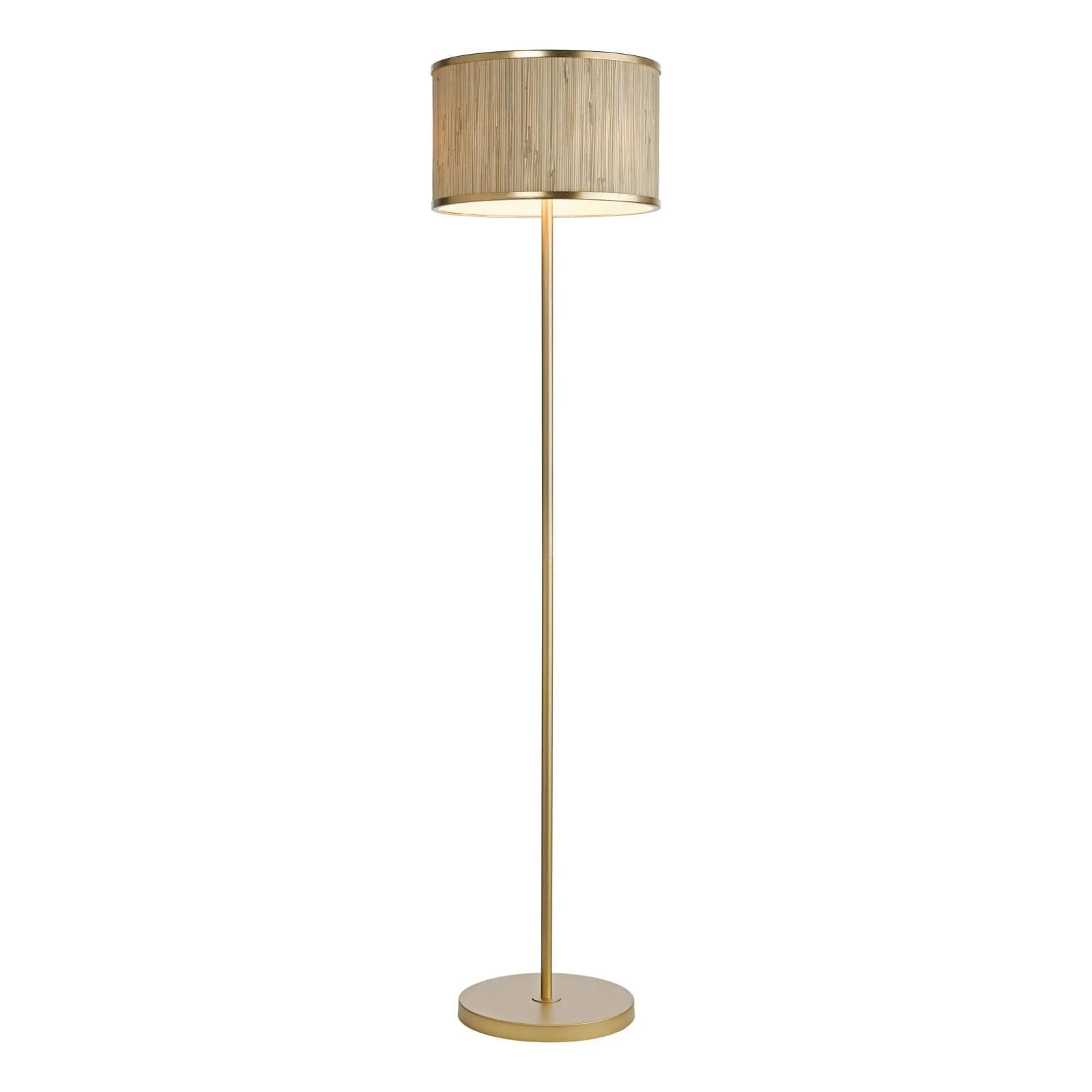 Fenella 3 Light Floor Lamp Gold Leaf and Seagrass E14 - Image 2