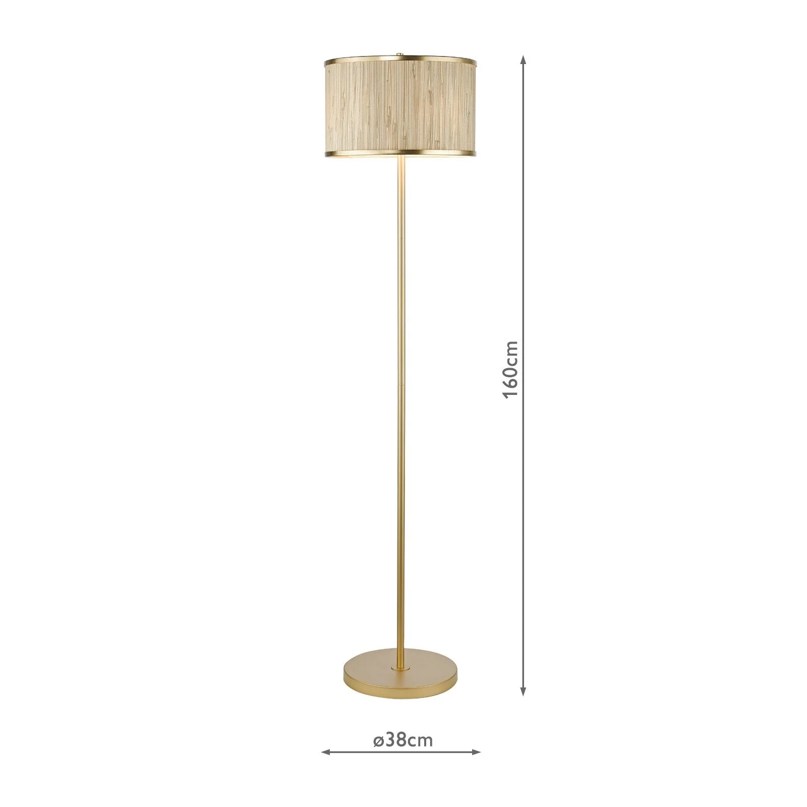 Fenella 3 Light Floor Lamp Gold Leaf and Seagrass E14 - Image 5