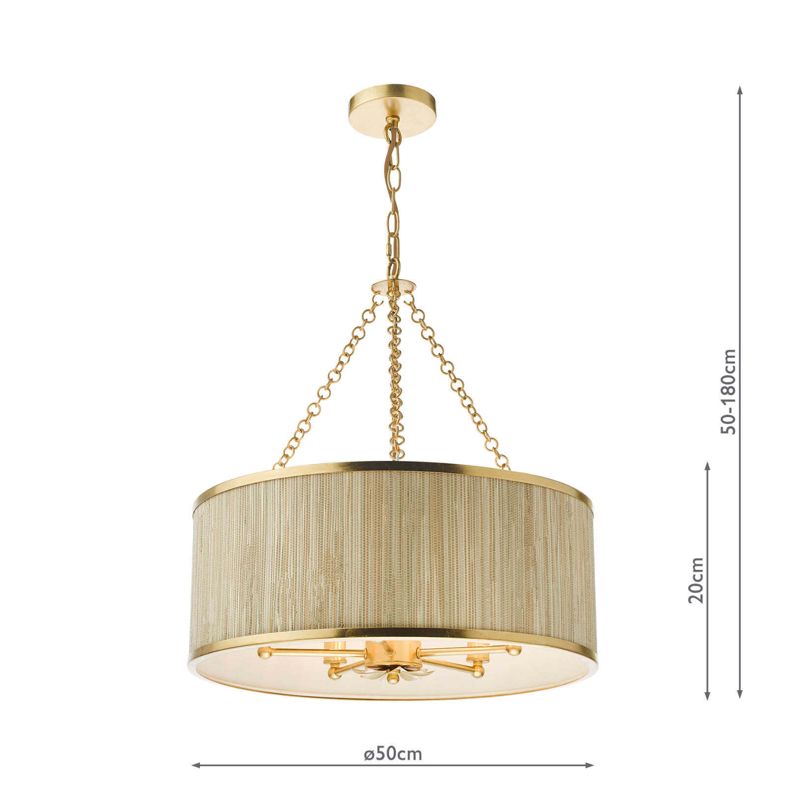 Fenella 5/8Lt Pendant Gold Leaf and Seagrass Shade - Image 5