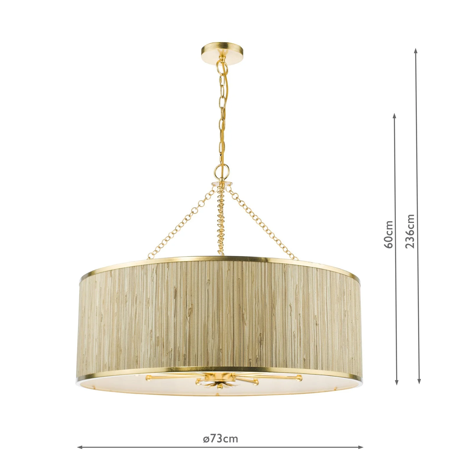Fenella 5/8Lt Pendant Gold Leaf and Seagrass Shade - Image 8