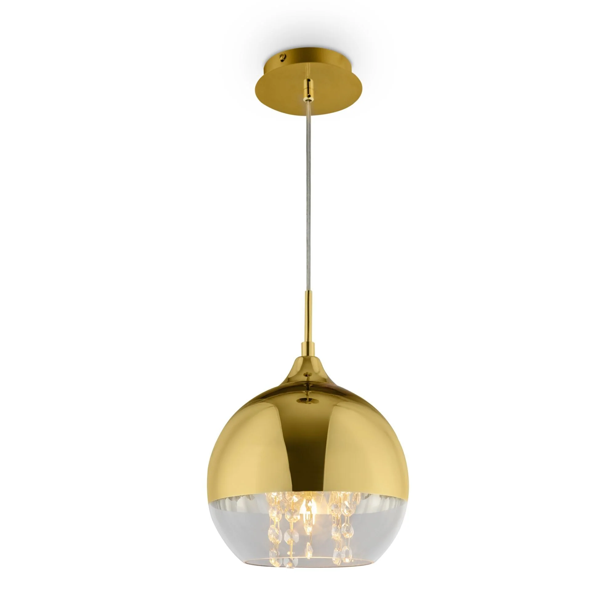 Fermi 1Lt Small/Medium Pendant Ceiling Light  - Silver & Transparent/Gold & Transparent Finish IP20 - Image 3
