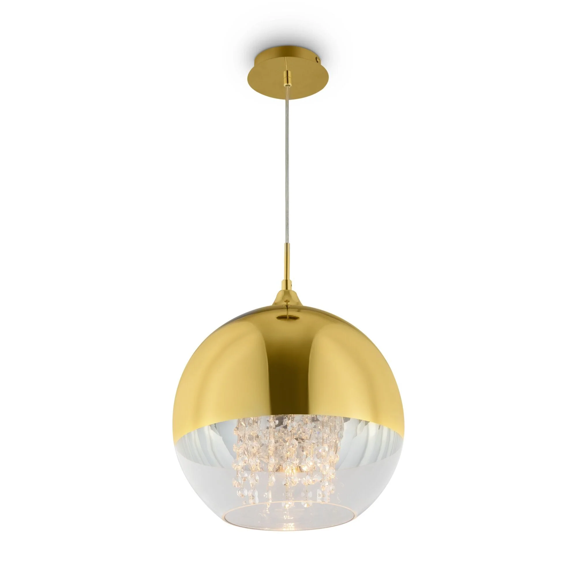 Fermi 1Lt Small/Medium Pendant Ceiling Light  - Silver & Transparent/Gold & Transparent Finish IP20 - Image 4