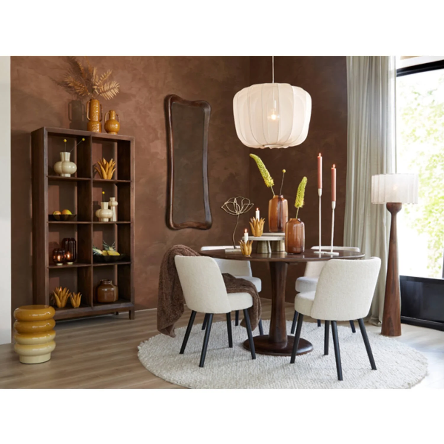 Festina Modern Wooden Floor Lamp -Dark/Light Brown - Image 2