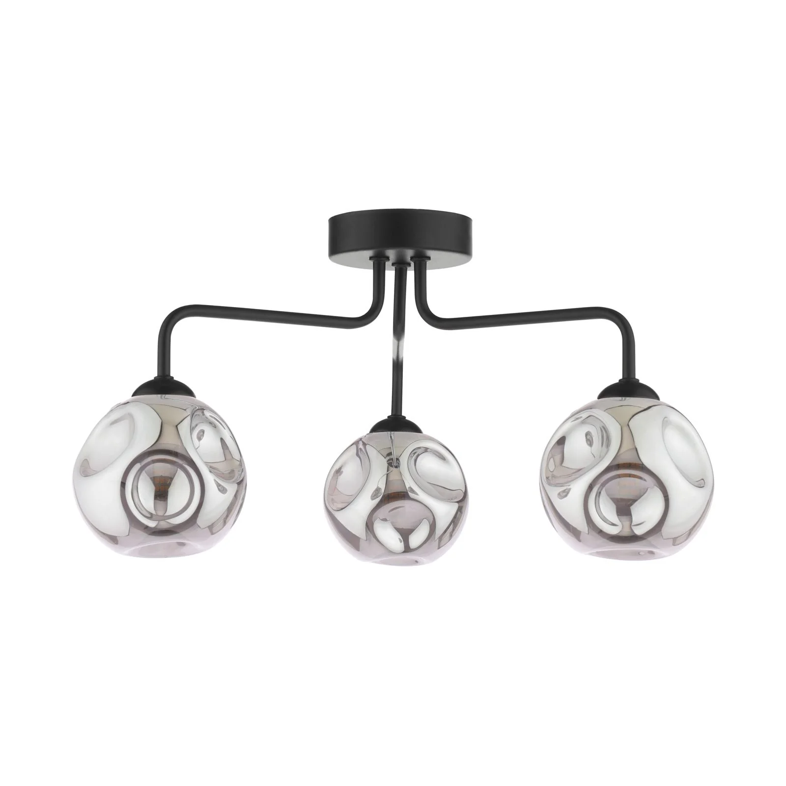 Feya 3/5Light Semi Flush Light -  Matt Black / Antique Bronze w Amber& Smoked Glass Finishes - Image 2