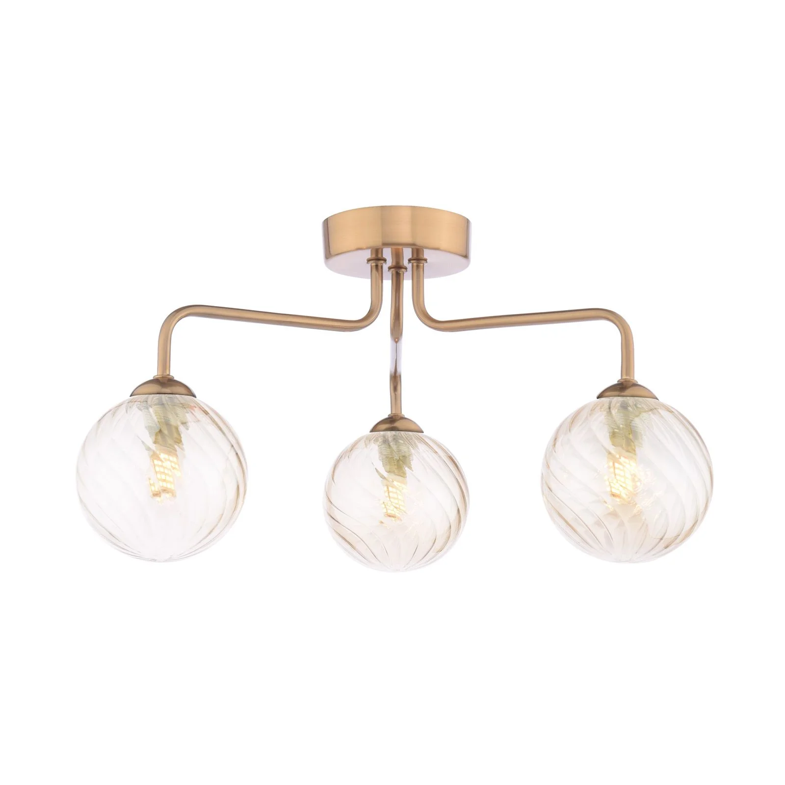 Feya 3/5Light Semi Flush Light -  Matt Black / Antique Bronze w Amber& Smoked Glass Finishes - Image 3