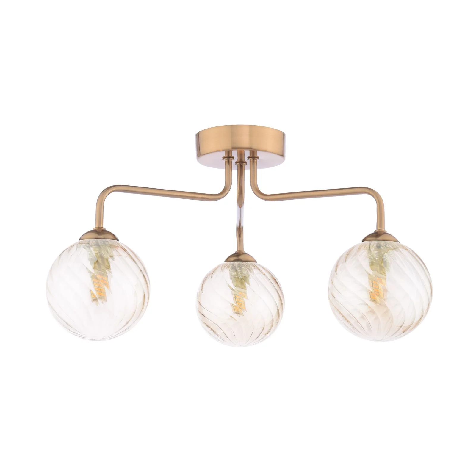 Feya 3/5Light Semi Flush Light -  Matt Black / Antique Bronze w Amber& Smoked Glass Finishes - Image 4