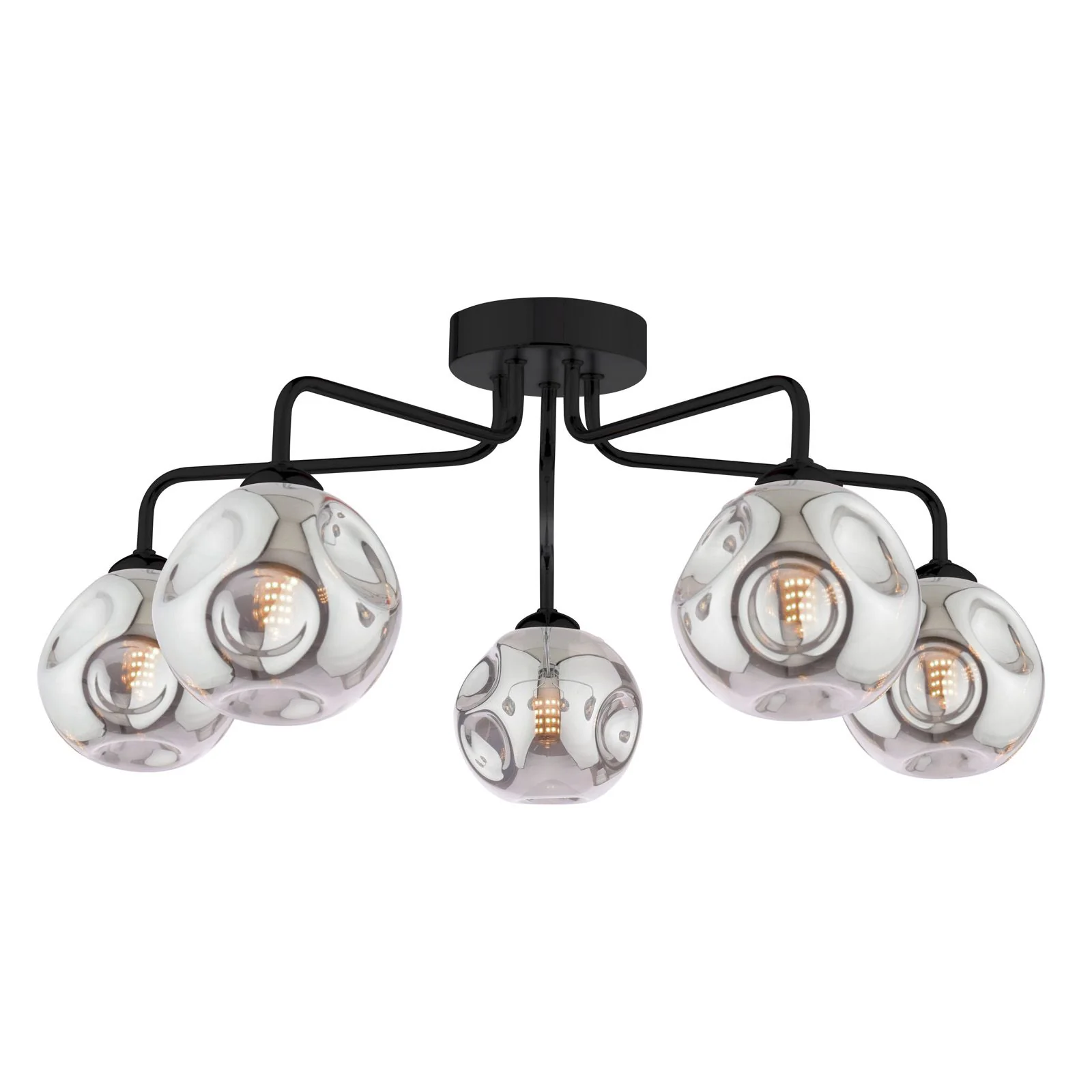 Feya 3/5Light Semi Flush Light -  Matt Black / Antique Bronze w Amber& Smoked Glass Finishes - Image 5