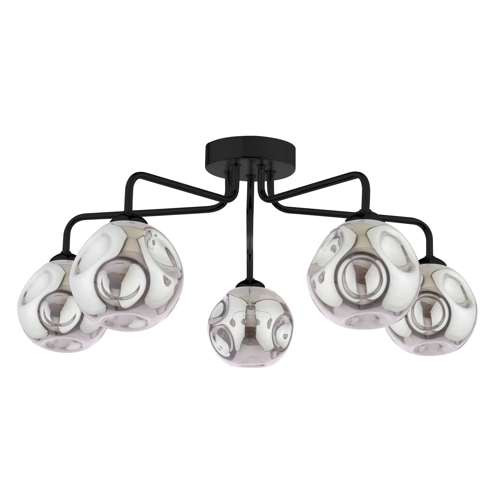 Feya 3/5Light Semi Flush Light -  Matt Black / Antique Bronze w Amber& Smoked Glass Finishes - Image 6