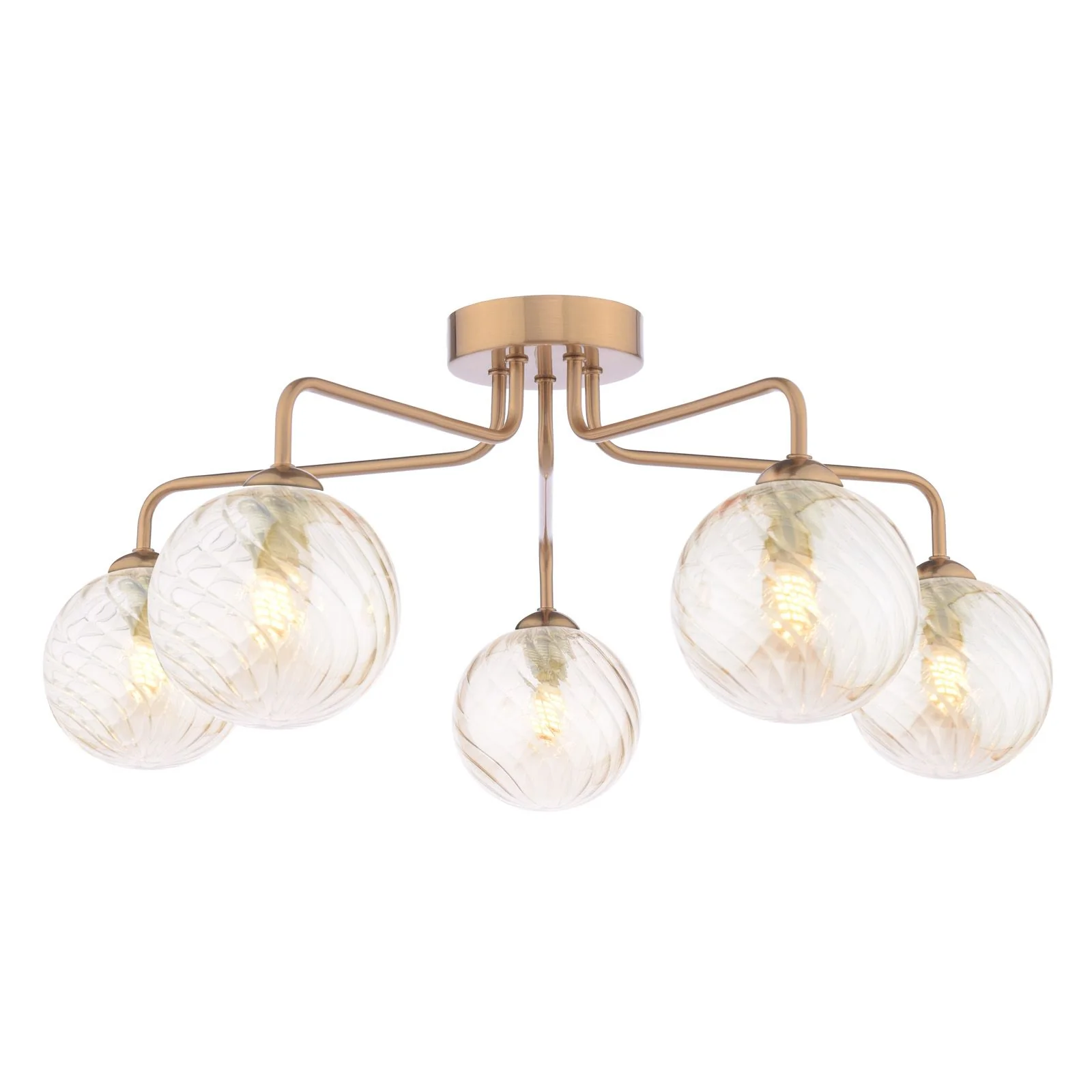 Feya 3/5Light Semi Flush Light -  Matt Black / Antique Bronze w Amber& Smoked Glass Finishes - Image 7