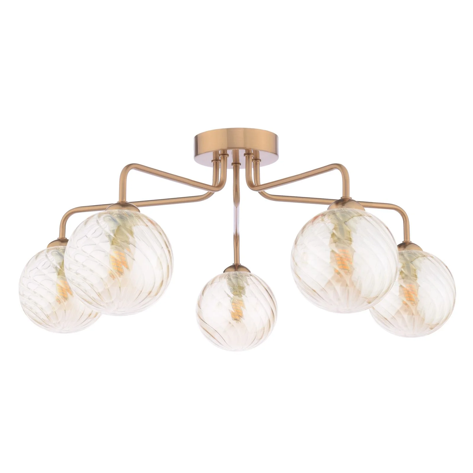 Feya 3/5Light Semi Flush Light -  Matt Black / Antique Bronze w Amber& Smoked Glass Finishes - Image 8
