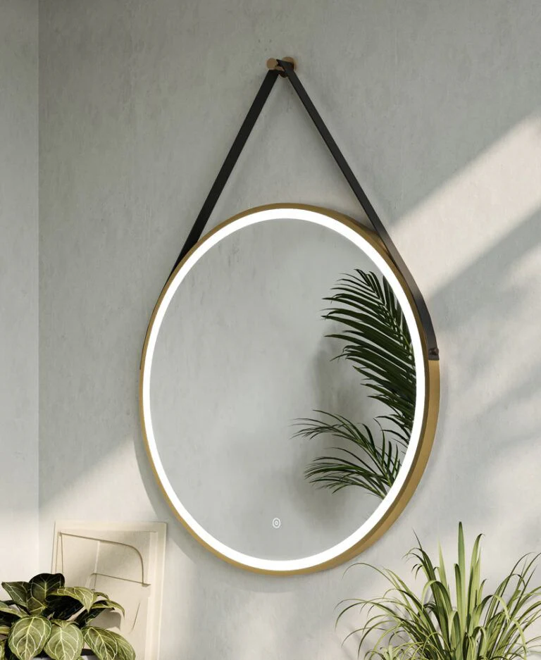 Fuse Frame Black/Brushed Brass Round  - Bathroom Mirror With LED Light IP44 - Image 4