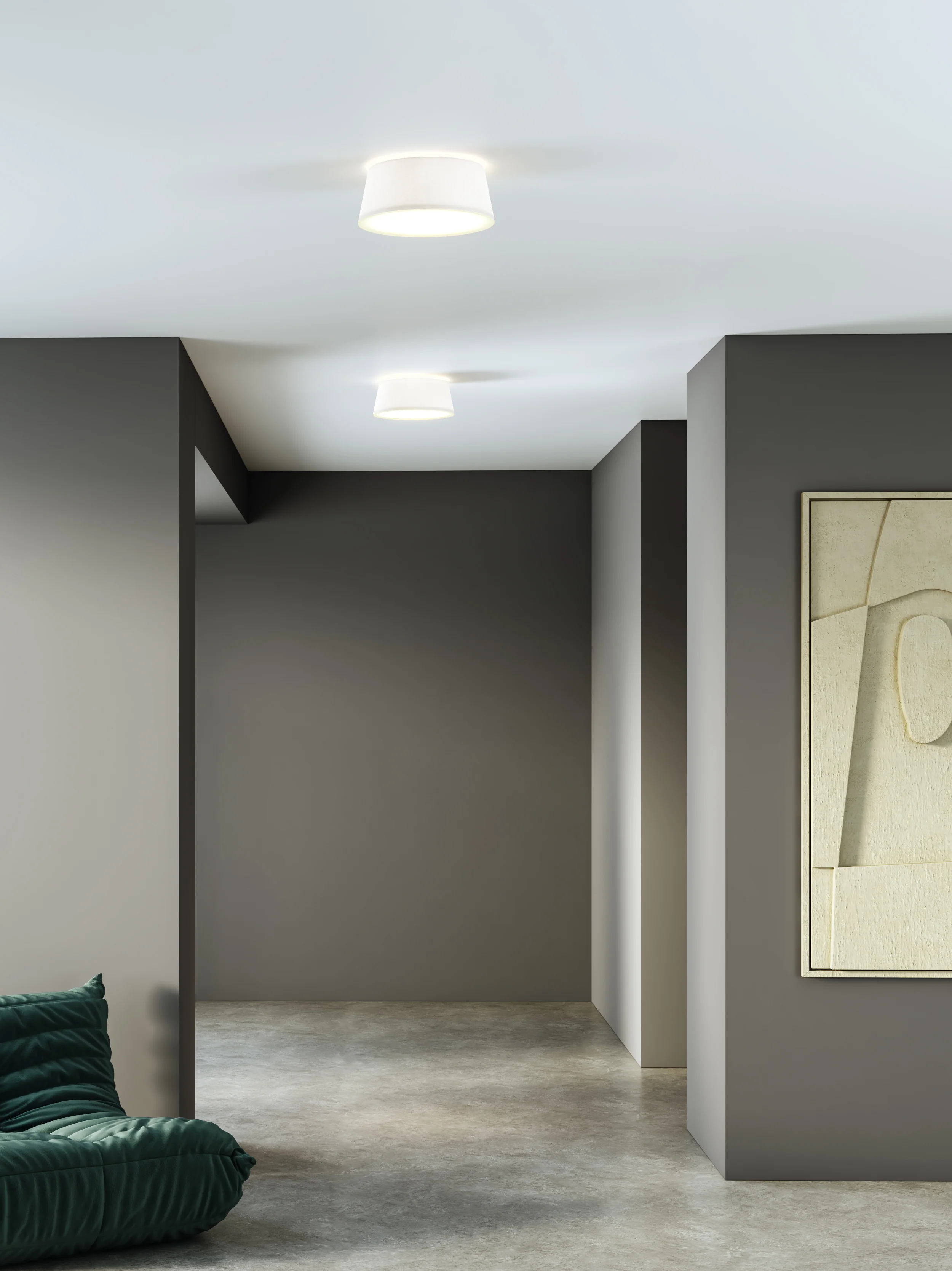 Fife 330/430/530 Flush Ceiling Lights - White/ Putty Finishes - Image 2