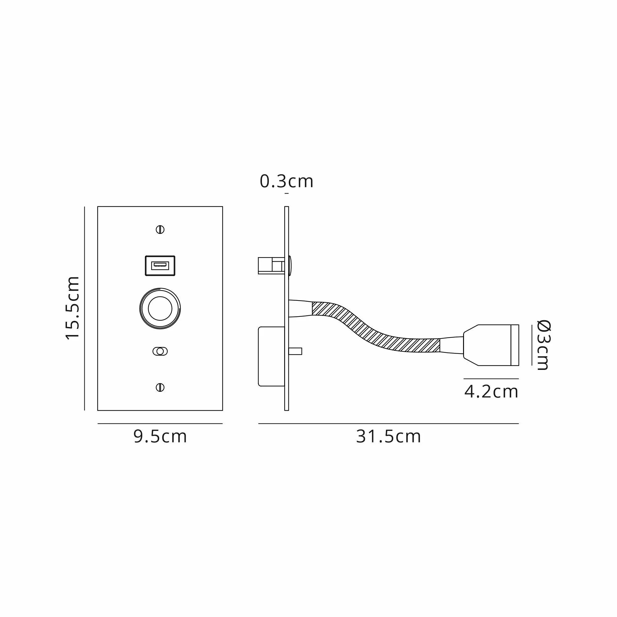 Finbar USB Charger Reading Light - Various Colours - Image 2