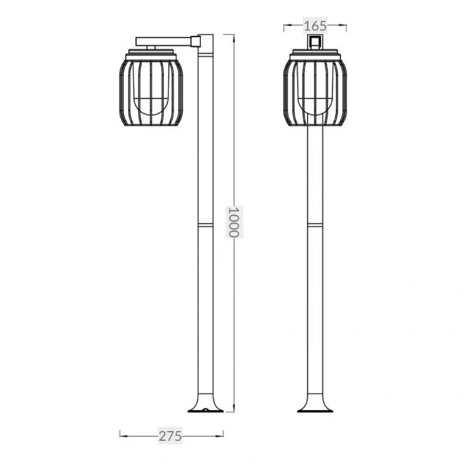 Finch IP44 1000mm Black Cage Post Light - Image 2