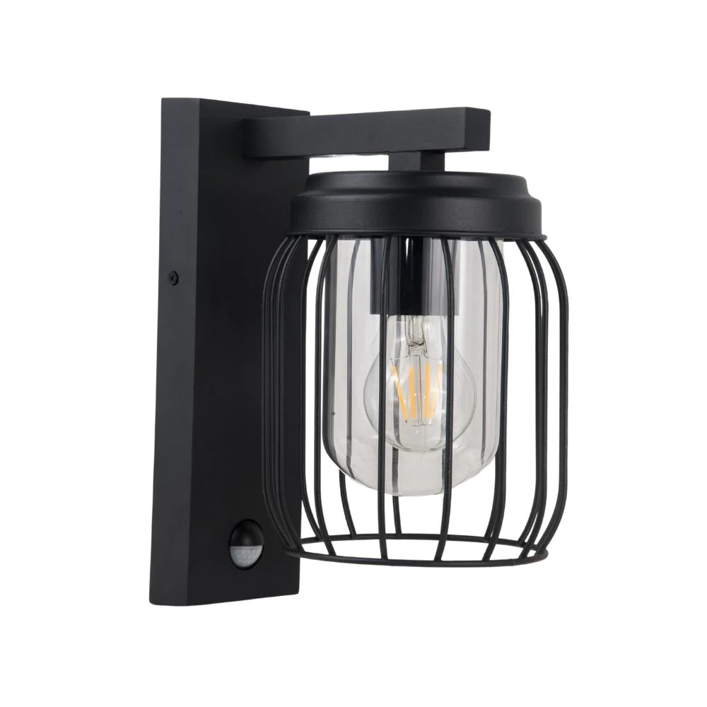 Finch IP44 Black Cage Wall Light - Optional PIR Sensor - Image 2