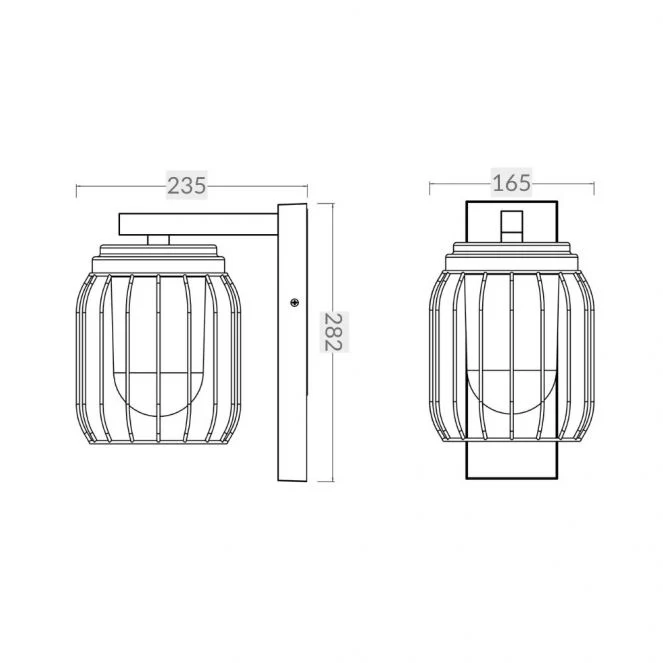 Finch IP44 Black Cage Wall Light - Optional PIR Sensor - Image 3