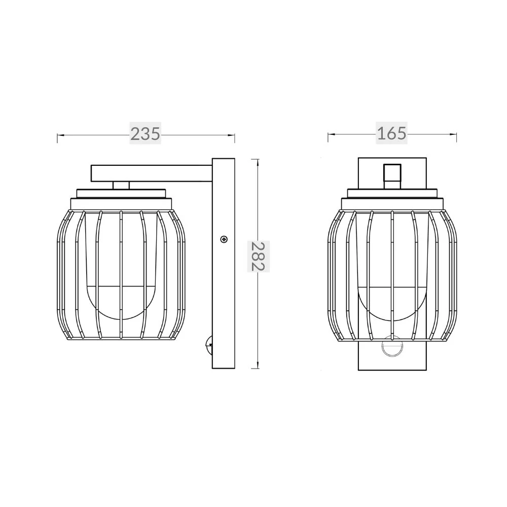 Finch IP44 Black Cage Wall Light - Optional PIR Sensor - Image 4