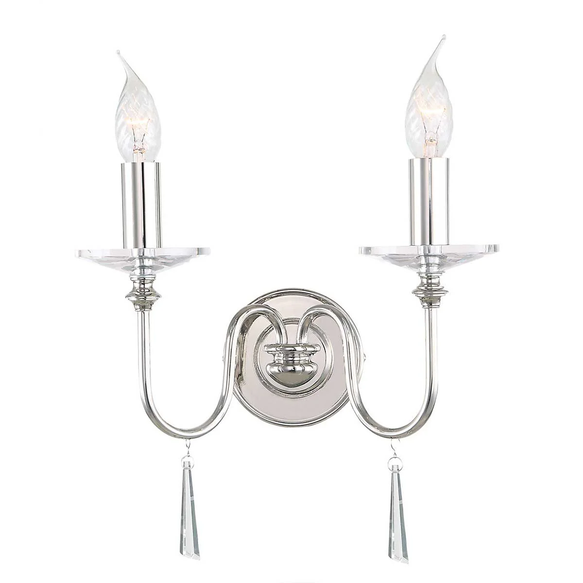 Finsbury Park 1/2Lt Wall Light - Polished Nickel IP20 E14 - Image 2