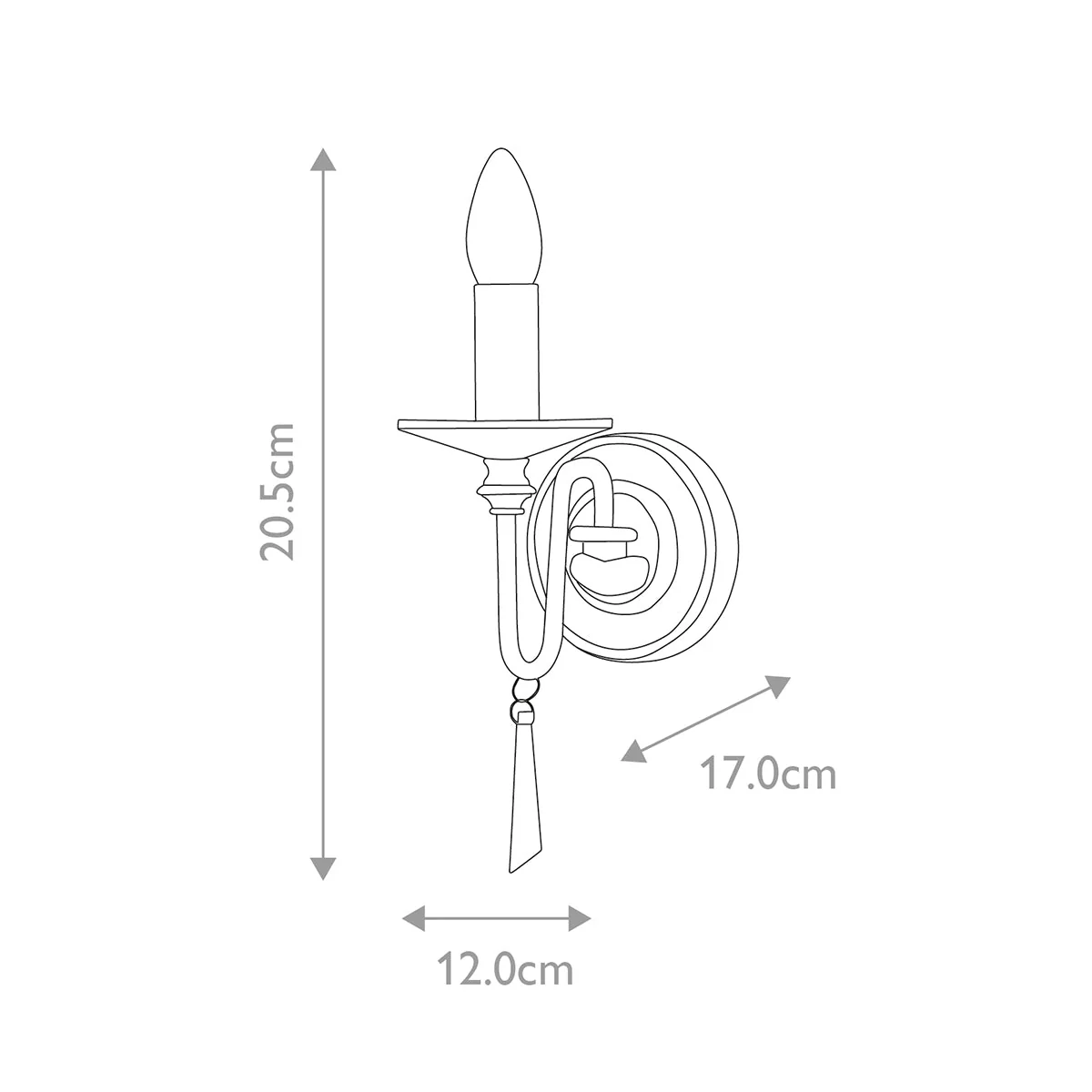 Finsbury Park 1/2Lt Wall Light - Polished Nickel IP20 E14 - Image 8