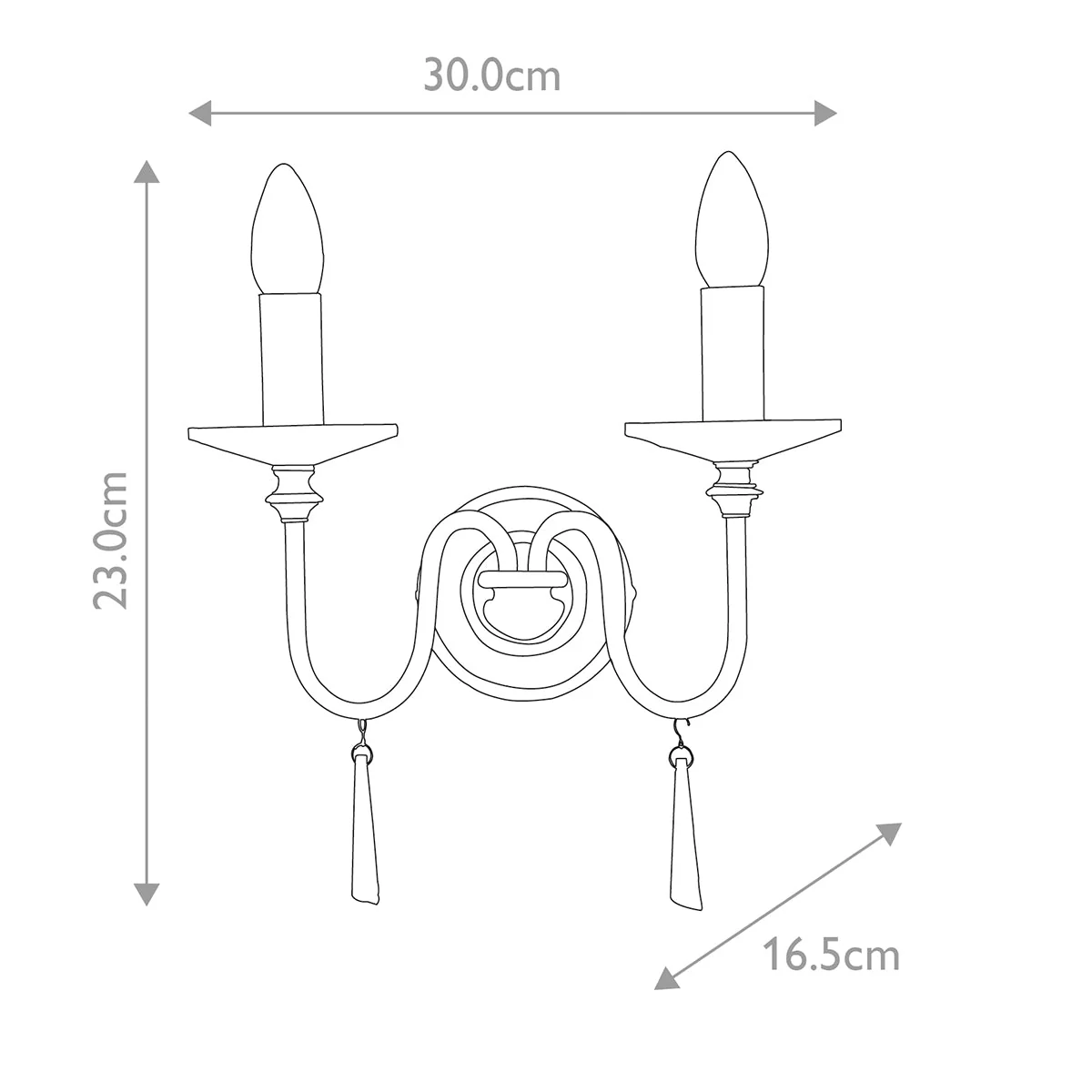 Finsbury Park 1/2Lt Wall Light - Polished Nickel IP20 E14 - Image 9