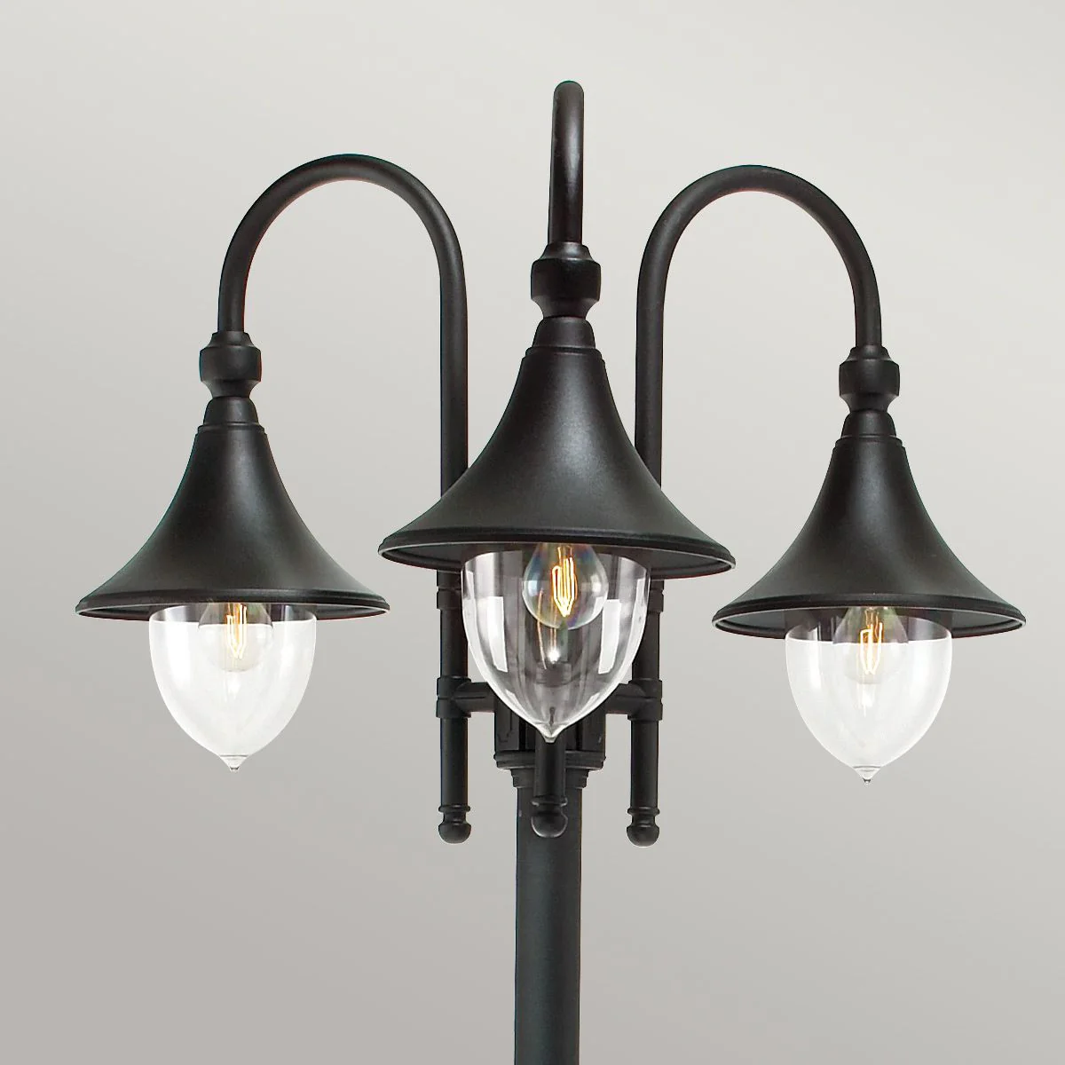 Firenze 3 Light Lamp Post - Black IP54  E27 - Image 2