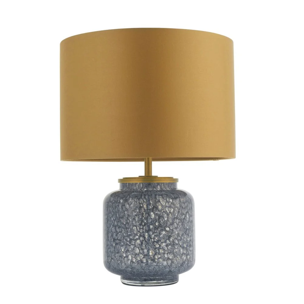 Fischer Table Lamp  Cobalt Glass with Gold Satin Shade - Image 5