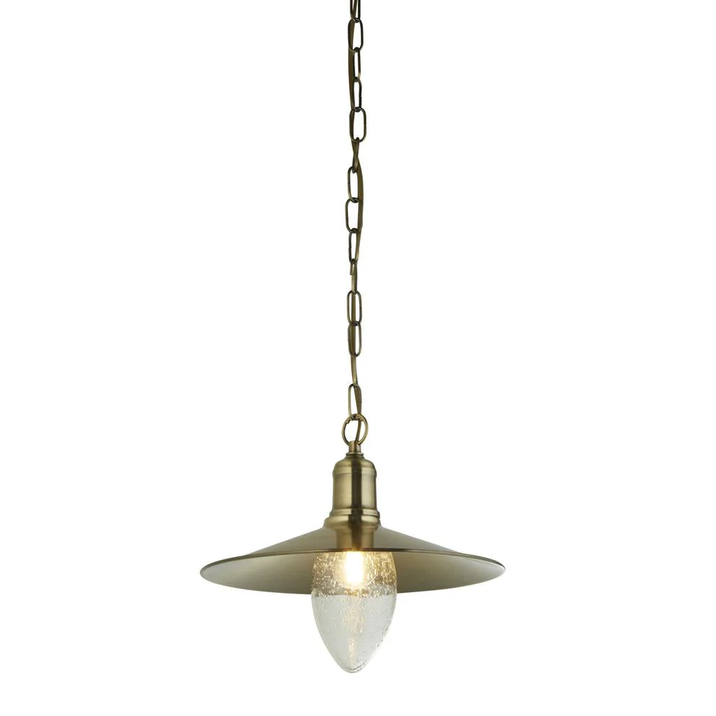 Fisherman 1t Pendant Antique Brass and Seeded Glass - Image 3