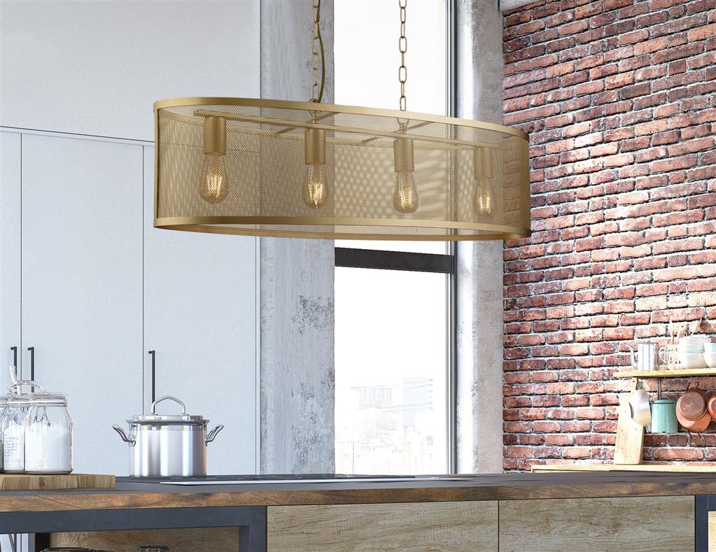 Fishnet 4Lt Oval Kitchen Light  - Black/Gold Finish - Image 7