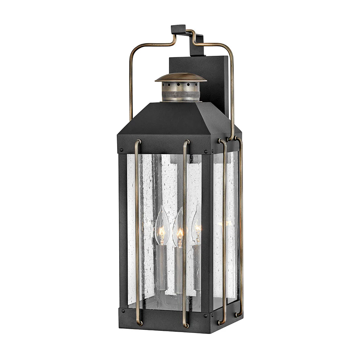 Fitzgerald Small/Medium/Large Wall Lantern - Black & Bronze Finish - Image 9
