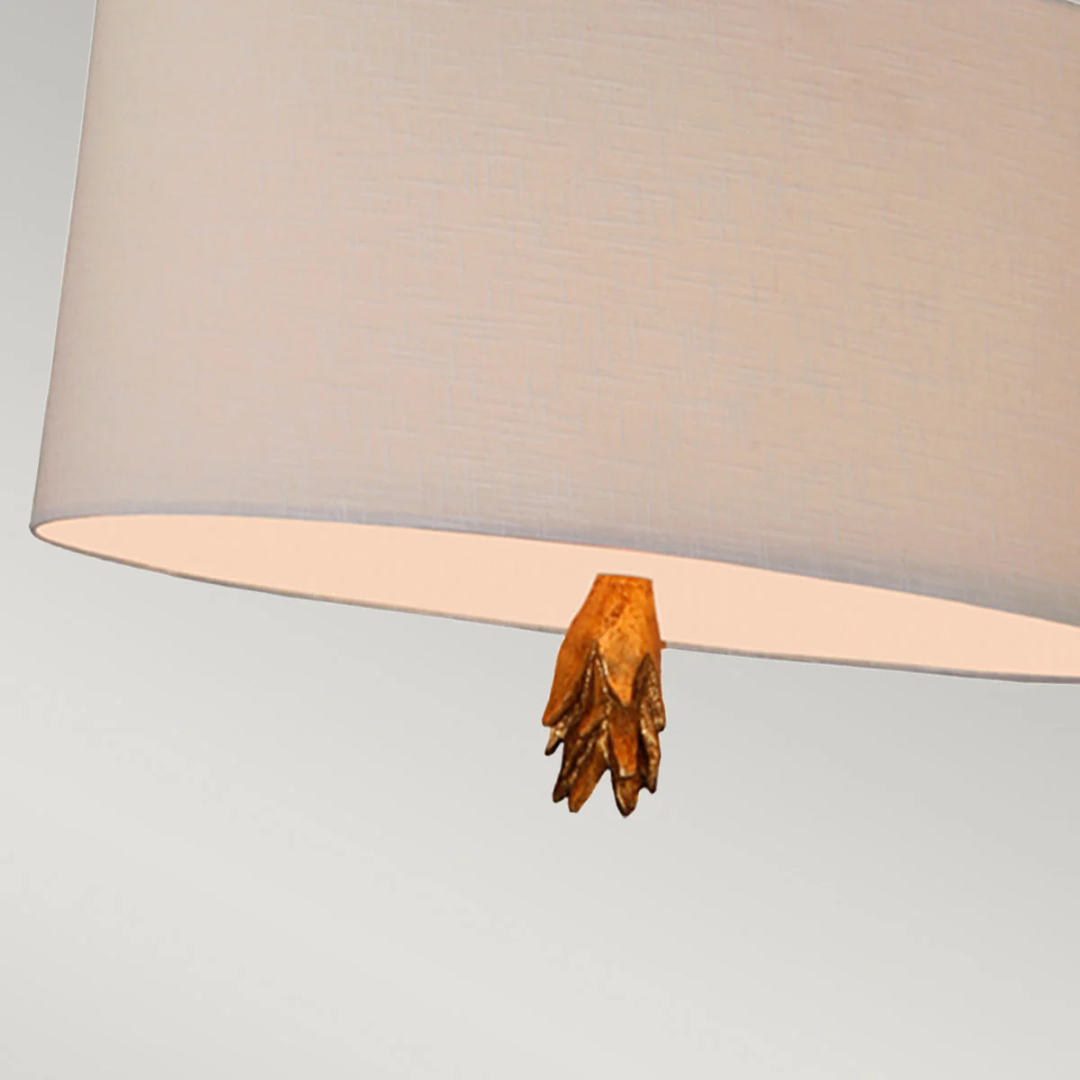 Flambeau 2 Light Pendant - Black, Cream and Gold Leaf, with Taupe linen shade - Image 4