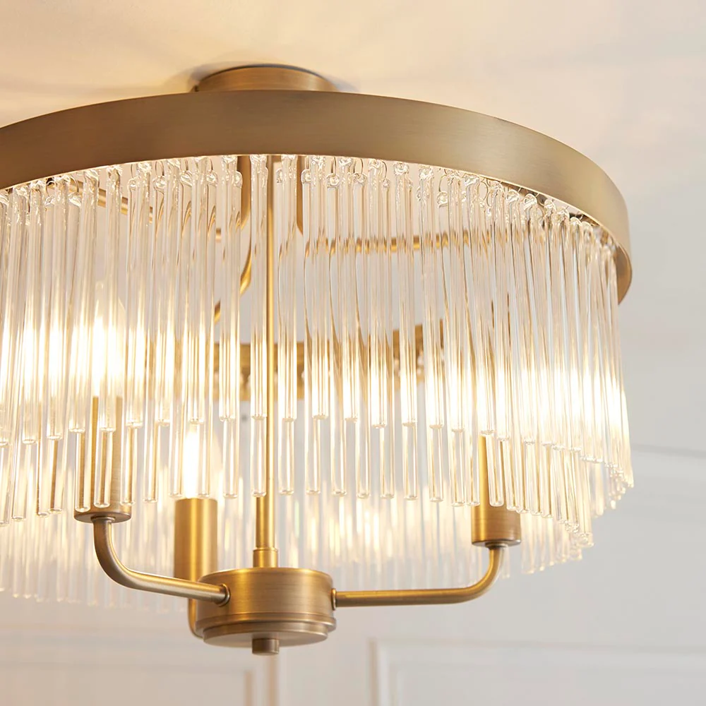 Flare 3lt Semi Flush Light - Antique Brass - Image 2