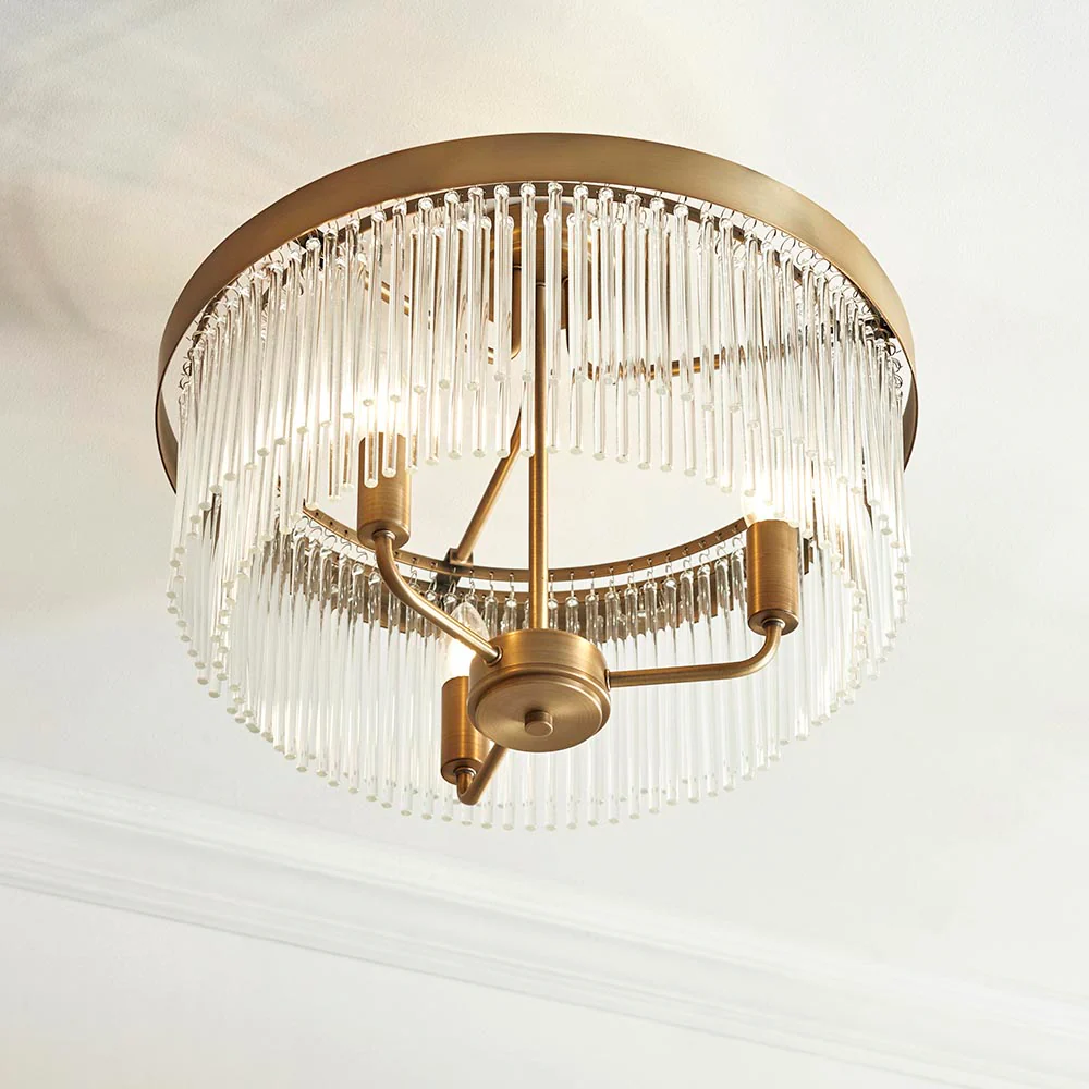Flare 3lt Semi Flush Light - Antique Brass - Image 3