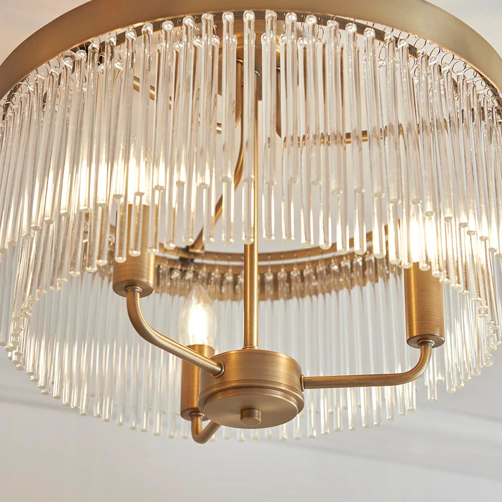 Flare 3lt Semi Flush Light - Antique Brass - Image 4