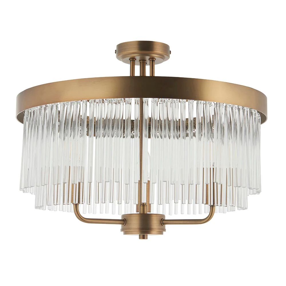 Flare 3lt Semi Flush Light - Antique Brass - Image 7