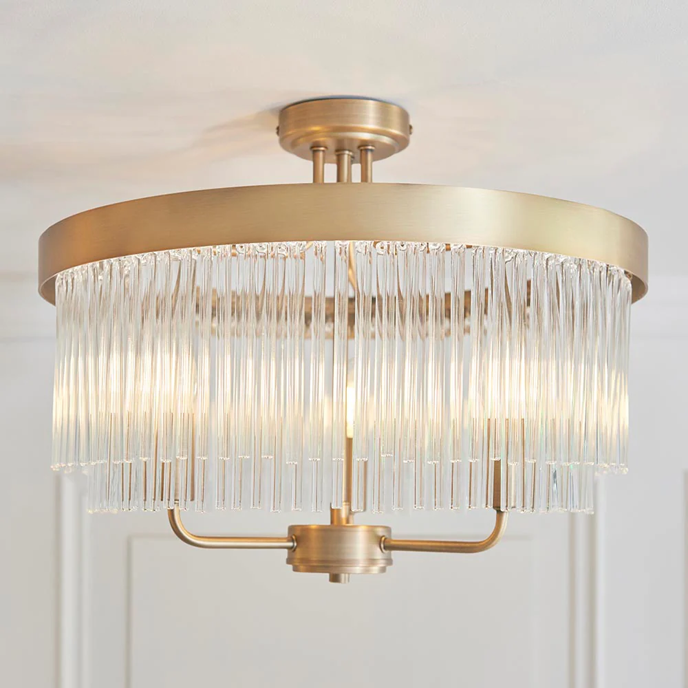 Flare 3lt Semi Flush Light - Antique Brass - Image 9