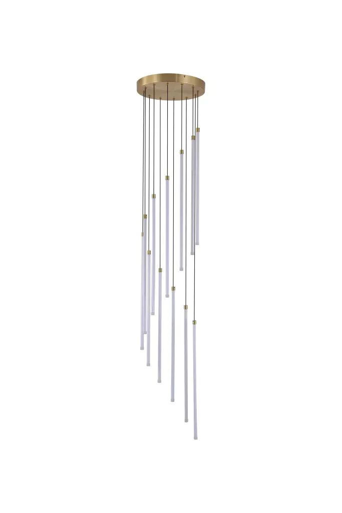Flare LED 12Lt Stairwell Cluster Light- Satin Brass - Image 2