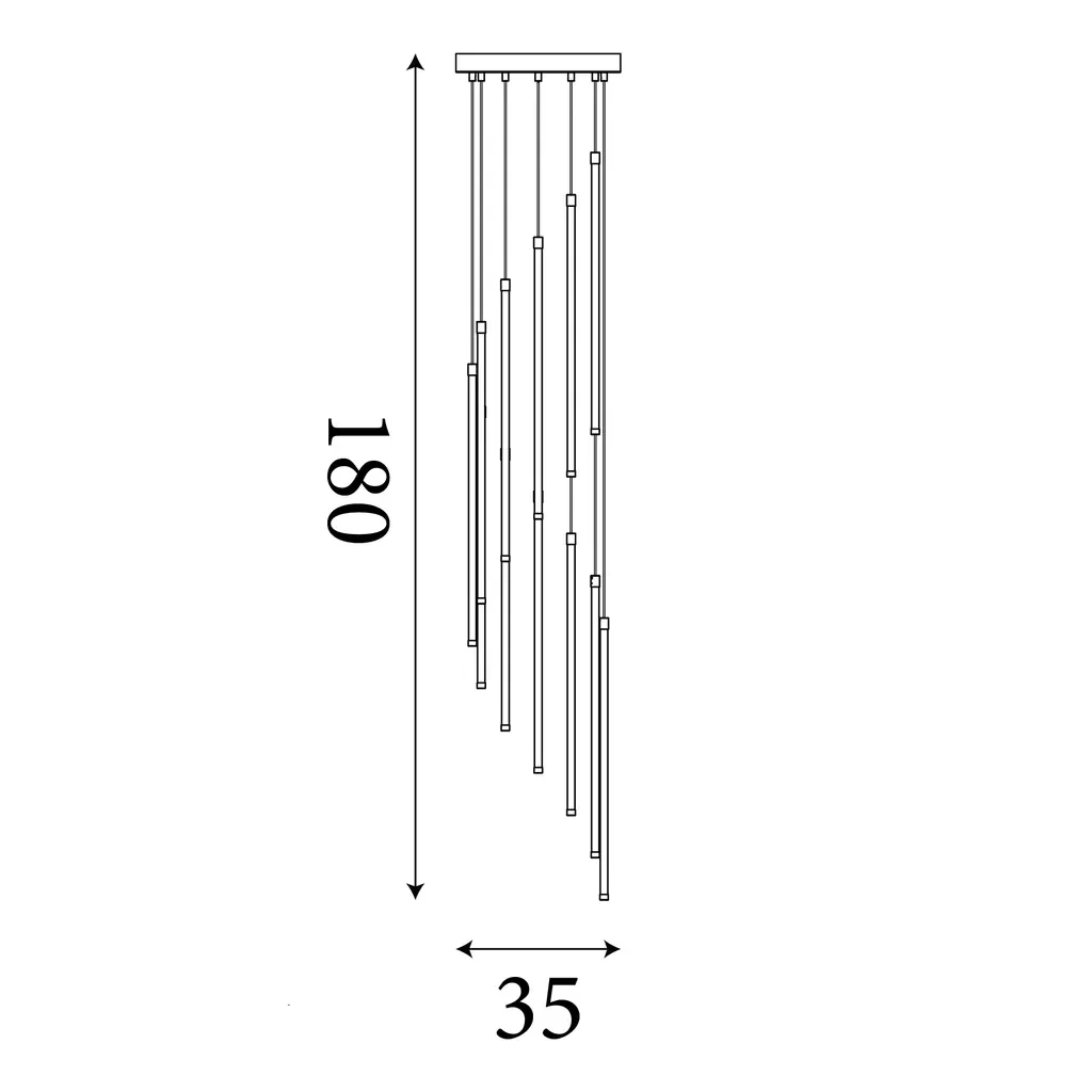 Flare LED 12Lt Stairwell Cluster Light- Satin Brass - Image 4
