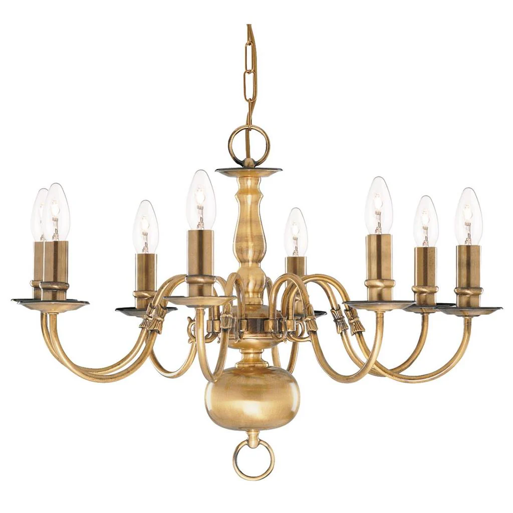 Flemish 5/8/12Lt Multi-Arm Pendant - Solid Brass Metal - Image 12