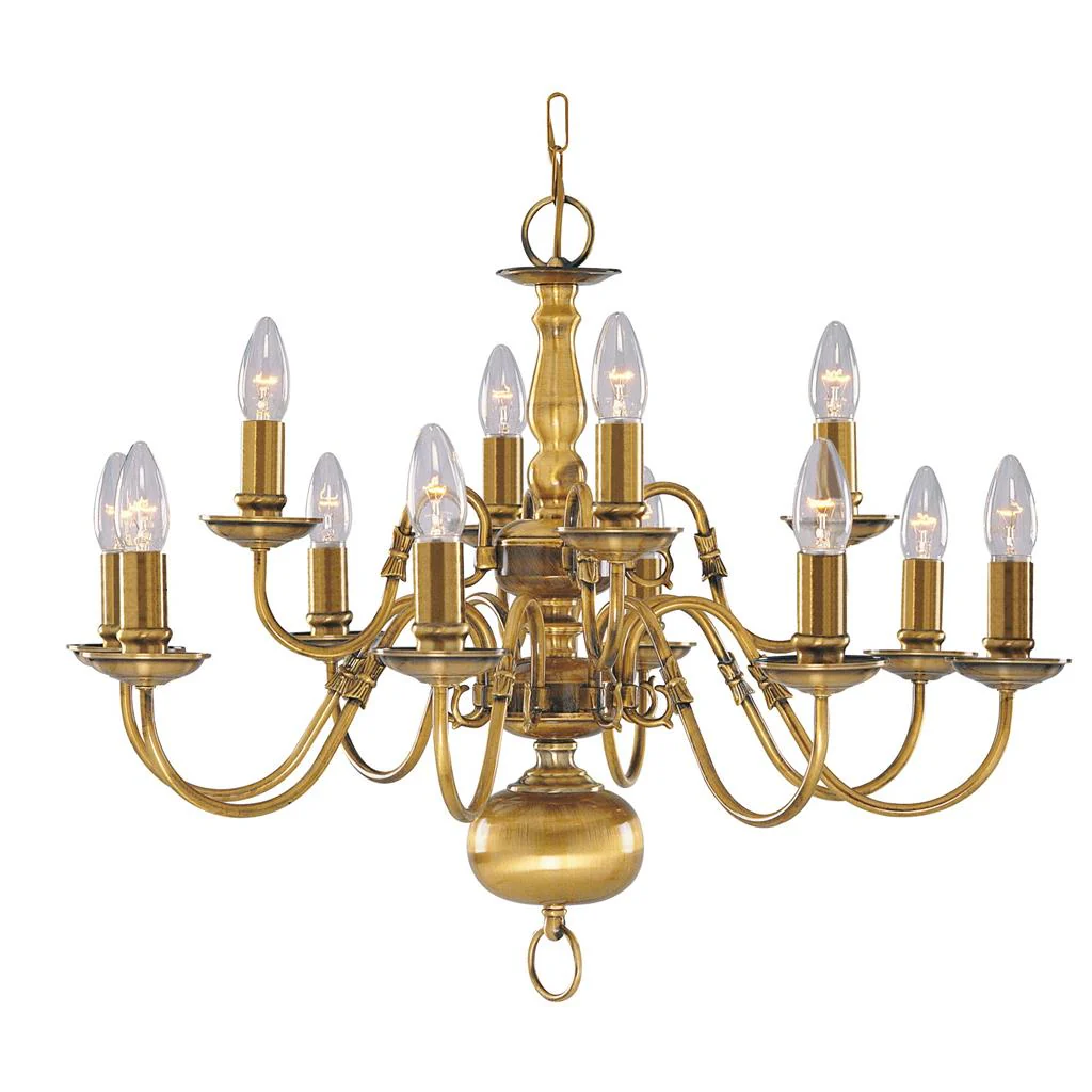 Flemish 5/8/12Lt Multi-Arm Pendant - Solid Brass Metal - Image 13