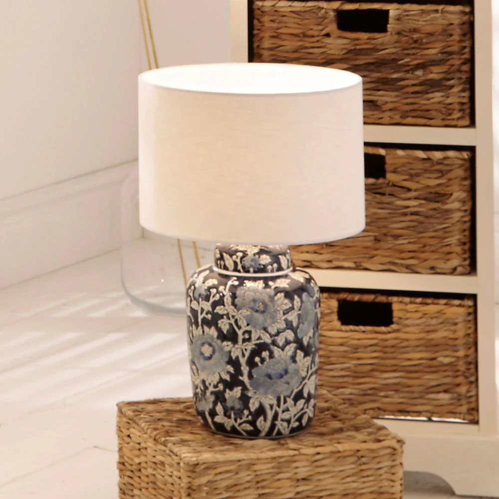 Fleur Blue Floral Ceramic Table Lamp - Image 2