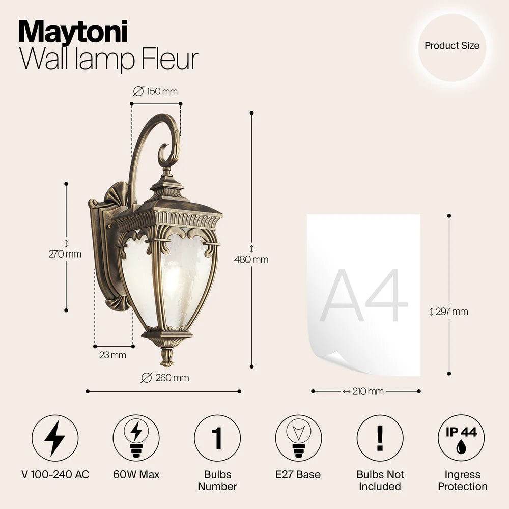 Fleur Wall Light - Black / Antique Bronze - Image 4
