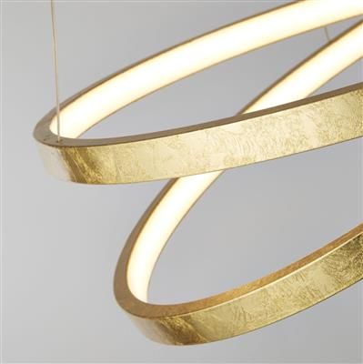 Float LED Ceiling Pendant - Gold Leaf Metal & Opal - Image 2