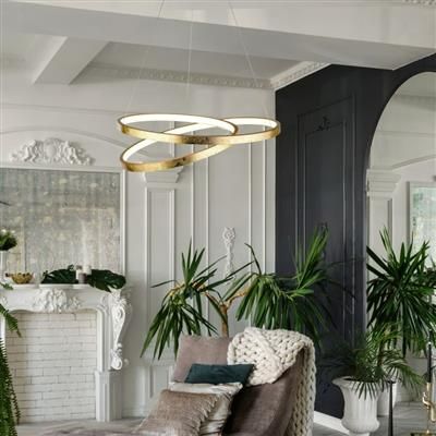 Float LED Ceiling Pendant - Gold Leaf Metal & Opal - Image 4