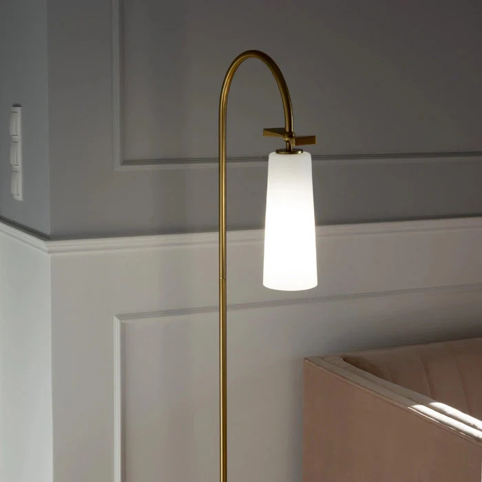 Floor lamp BOW White & Black Finish Marble Base - Image 3