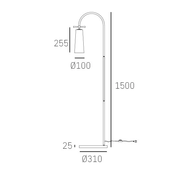 Floor lamp BOW White & Black Finish Marble Base - Image 5