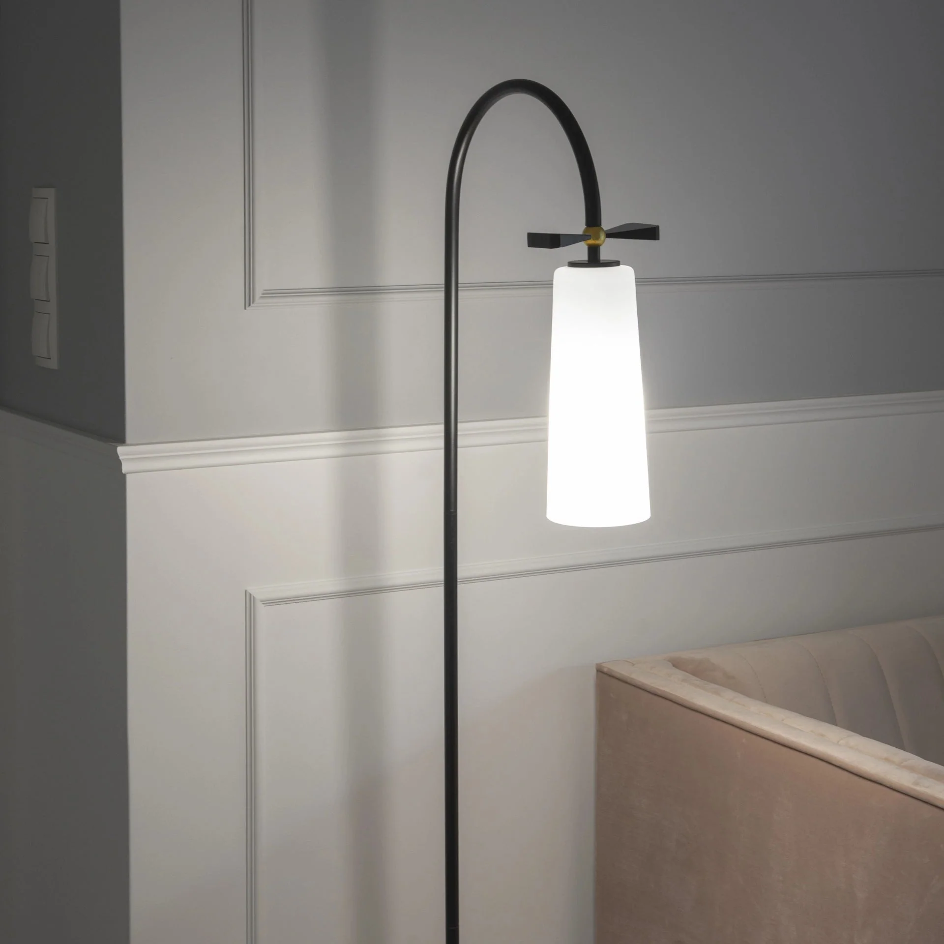 Floor lamp BOW White & Black Finish Marble Base - Image 6